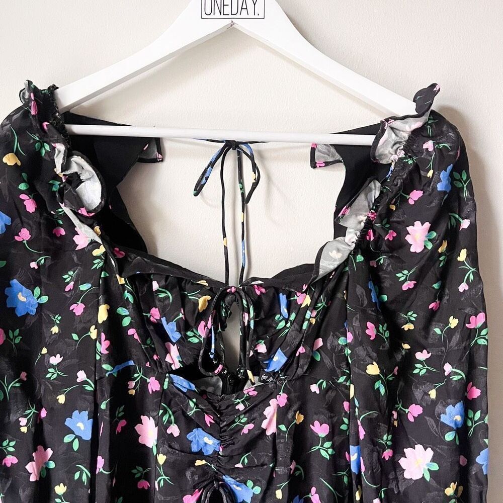 New For Love and Lemons Lexy Black Floral Long Sleeve Dress Size XS - Picture 7 of 12